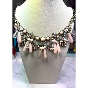 Vintage Sugarfix 20" Necklace Gold Tone With Clear Pink Rhinestones and Beads